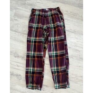 Old Navy Flannel Pajama Pants Maroon Orange Green Plaid Loungewear Mens Small